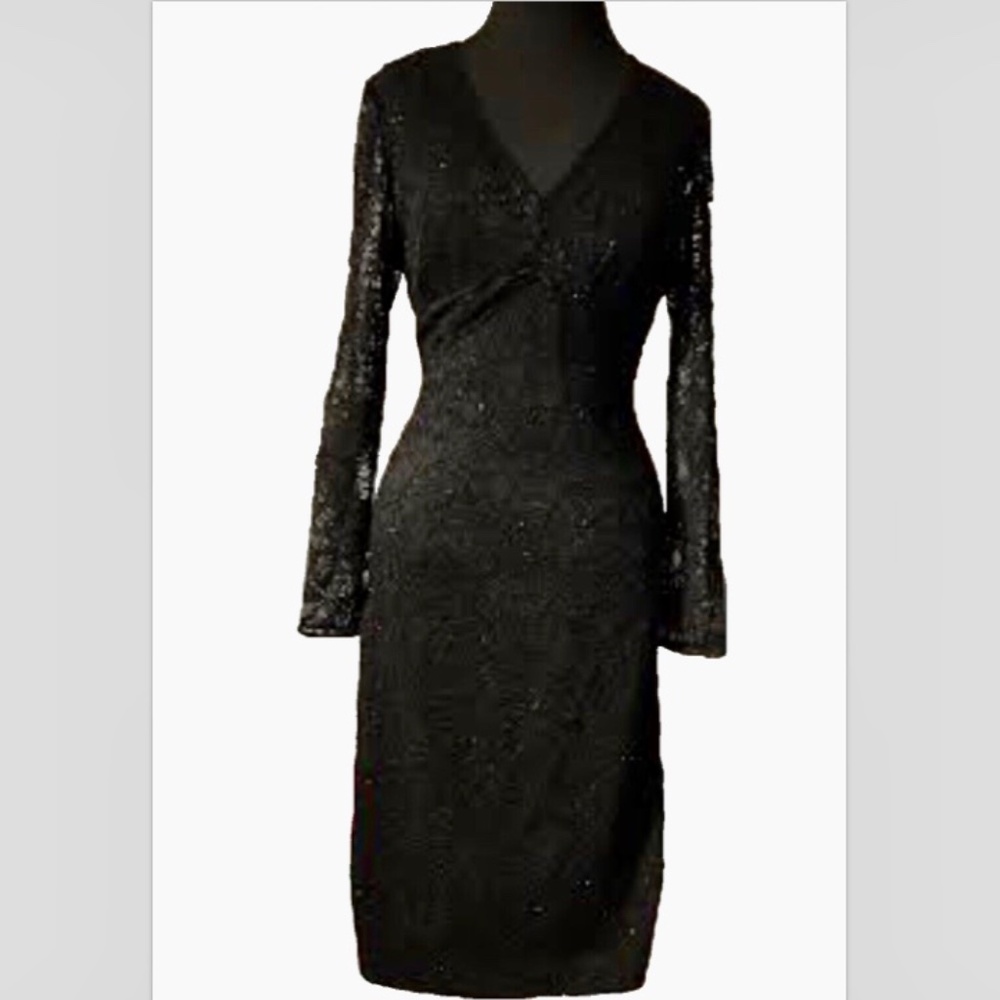 Talbots lace beaded cocktail dress